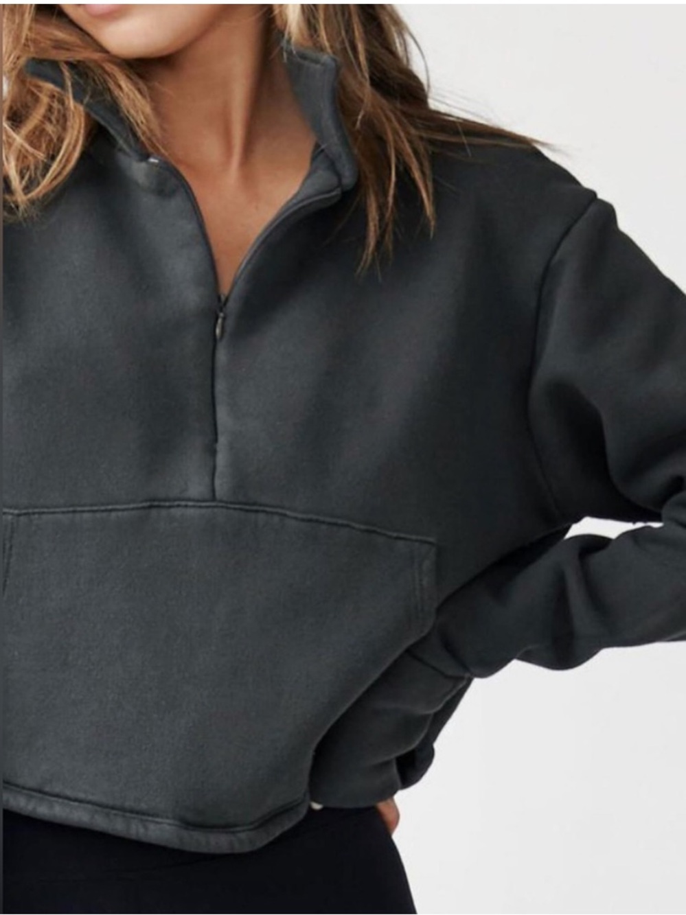Joah Brown Aspen Charcoal Half Zip Pullover Sweater Top S/M